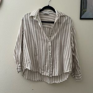 Stradivarius linen blend striped button up shirt worn 1x! Zara style